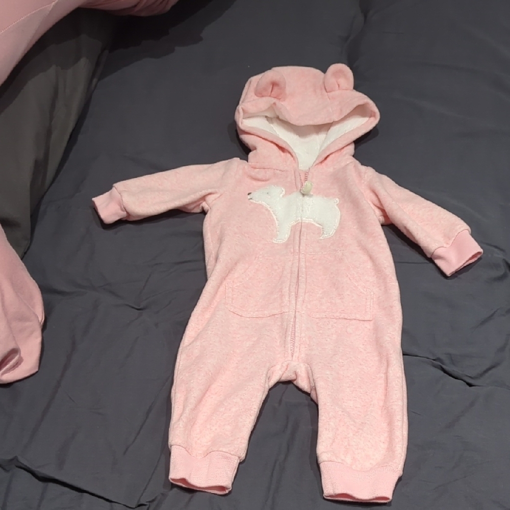Pink Bear Hooded Kids One Piece